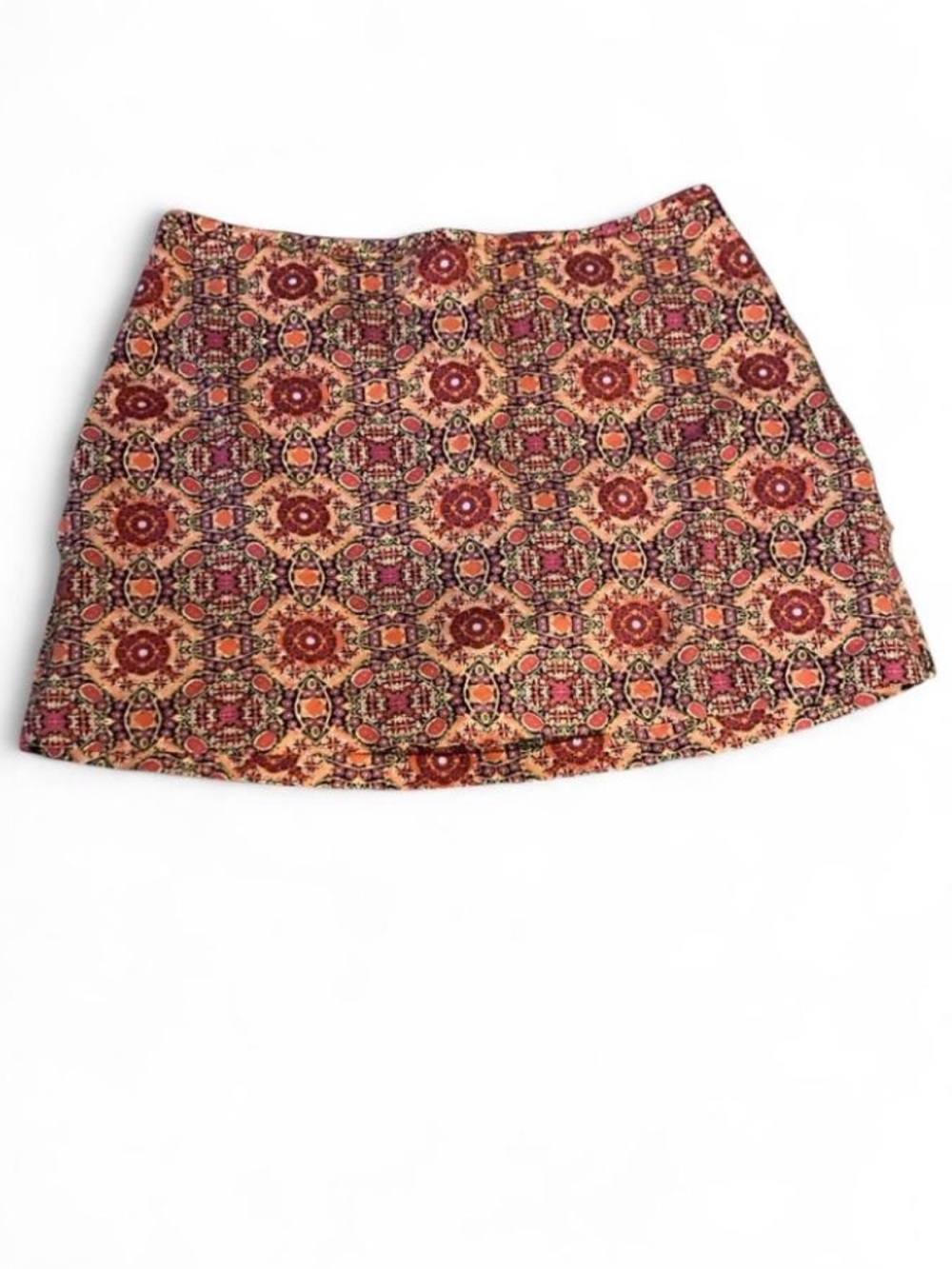 Y2k A. Byer Printed Mini Skirt in Pink & Orange Mosaic